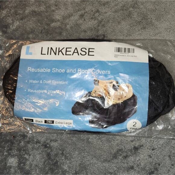 Black Reusable Shoe and Boot Covers, Pack Of 2 Sz. XL Up To Sz. 14 Men's - Picture 2 of 7